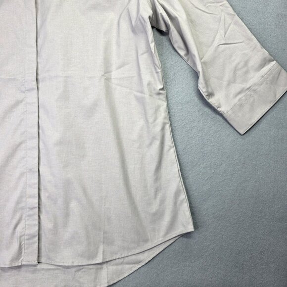 Tesla Shirt Womens L Gray Button Down 3/4 Sleeve Embroidered Logo Stretch Moto - Picture 2 of 13
